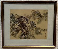 Original Antique Chinese Watercolor Ink Painting Mountain Landscape Signed