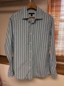 Banana Republic Mens Size Small Blue Striped Button Down Long Sleeve Shirt EUC - Picture 1 of 7