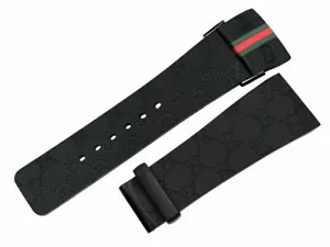 Original i-Gucci YA114207 114-2 Genuine 26mm Black Rubber with Red & Green Gucci - Picture 1 of 5