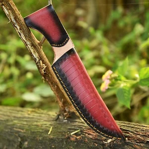 Funda de cuchillo de cuero hecha a mano hoja fija cuchillo lazo de cinturón dos tonos - Imagen 1 de 4