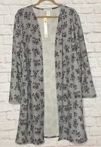 XL/1X/2X nuovo nero bianco stampa floreale gingham check cardigan maglione spolverino 50$ - Foto 1 di 14