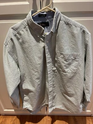 Camisa Oxford Bert Pulitzer Masculina XL Verde Listrada Manga Longa Gola Botão para Cima - Imagem 1 de 3