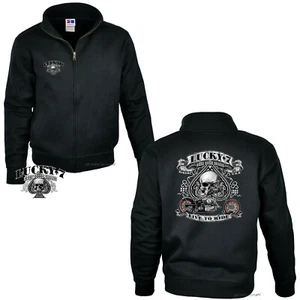 Giacca biker zip felpa classica motivo chopper moto teschio *4240 bl - Foto 1 di 3