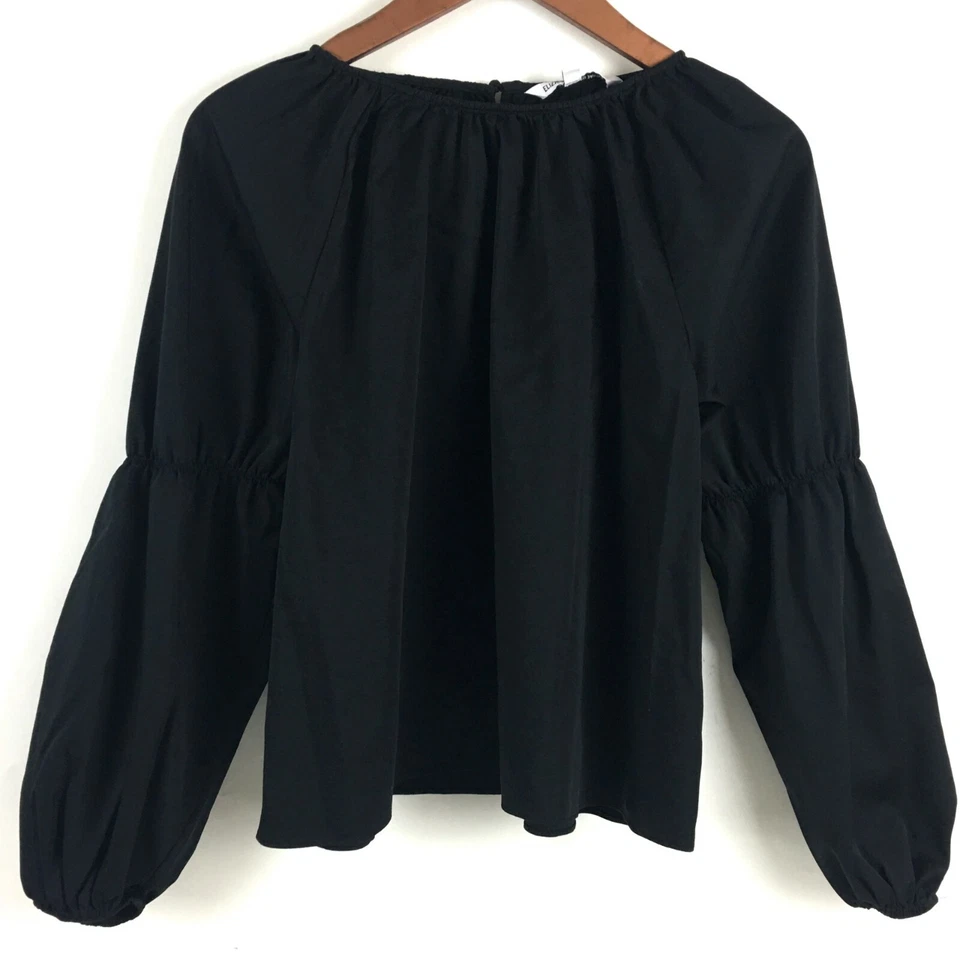 Blusa Elizabeth And James Top Mediana Negra Campesina Manga Larga Algodón Foto 1 de 4