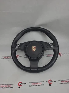 USED OEM Porsche Cayenne BLACK Leather Steering Wheel 955 2003-2006 OEM - Picture 1 of 7