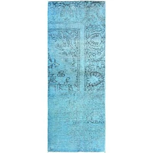 2'3"x6'2" Blue Overdyed Vintage Zoroastrian Hand Knotted Wool Runner Rug R966 - Picture 1 of 7