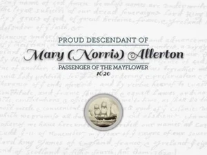 Mary (Norris) Allerton  - Mayflower Pilgrim Commemorative 8x10 print certificate - Picture 1 of 2