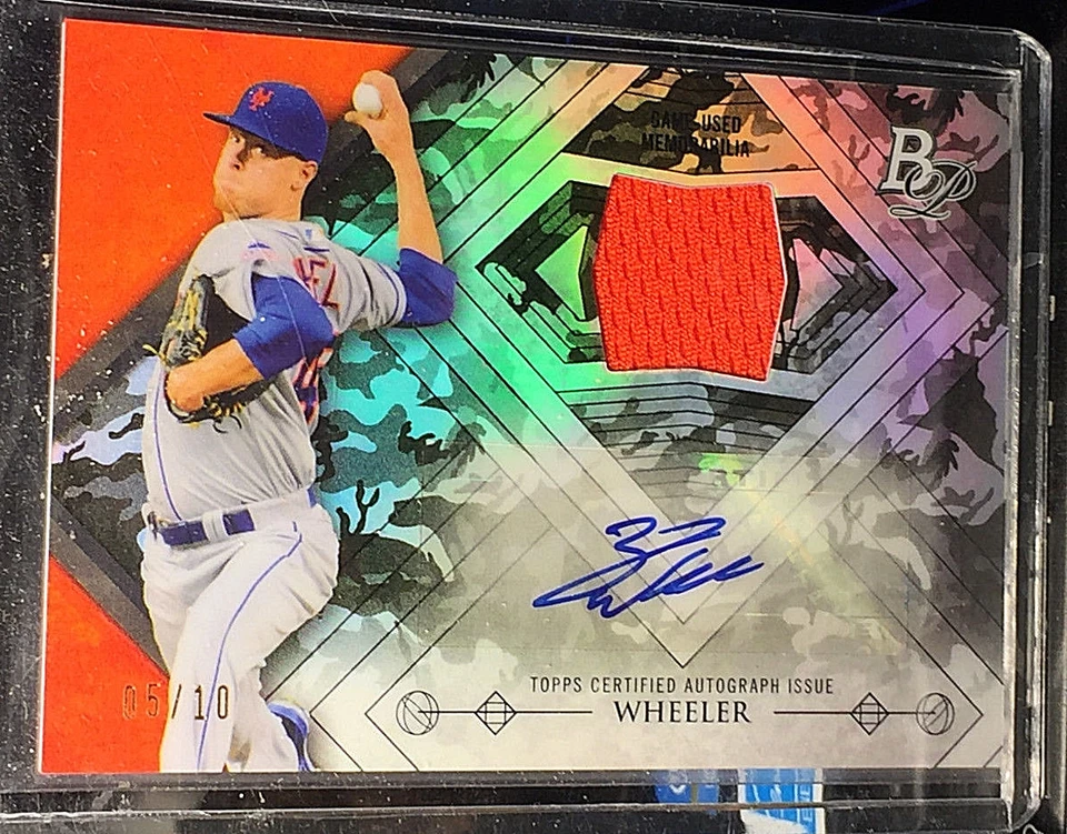 2014 Bowman Platinum Zack Wheeler auto/uniform patch rare 05/10 Mets!! - Image 1 of 3