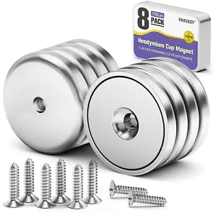 8Pack round Base Cup Magnet 100LBS Strong Rare Earth Magnet Heavy Duty - Picture 1 of 11