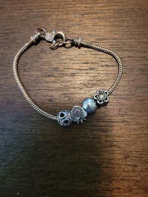 Pulsera artesanal europea tono oro rosa con 4 cuentas - Add-a-Bead Foto 1 de 3