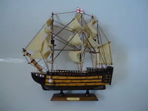H.M.S Victory Model Ship On Stand Made From Wood Detail War Ship Royal Navy m - Picture 1 of 12