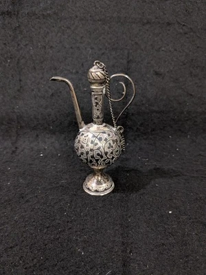 Botella perfume/perfume de plata Niello 84 Imperial Rusa siglo XIX de 4" de alto Foto 1 de 4