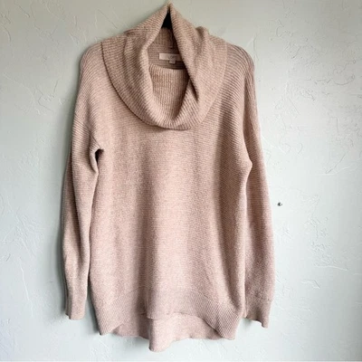 LOFT Women's Luxe Cowl Neck Sweater Soft Beige Size Medium Fall Thanksgiving EUC - Image 1 of 4
