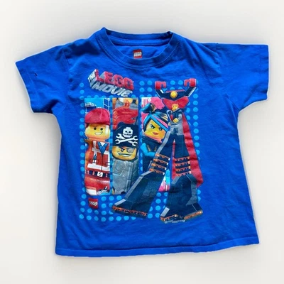 Retro The LEGO Movie themed Blue colored T Shirt Size Boys S 5-6 Lego Tags - Image 1 of 4