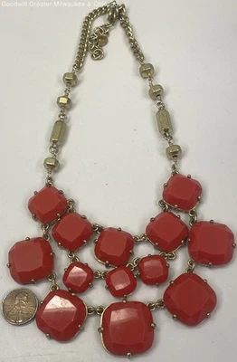 Collar Stella & Dot tono dorado naranja cristal piedra babero declaración 106,5 g Foto 1 de 3