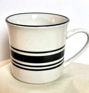 Mainstays Home Banded Mug Tasse Kaffee Tee Kakao Modern Küche Weiß Schwarz - Bild 1 von 6