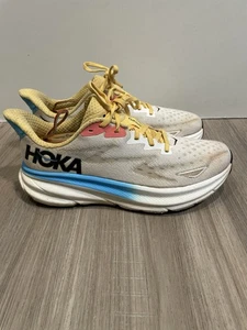 Scarpe da corsa Hoka One One Clifton 9 sneakers donna 9 bianco blu giallo - Foto 1 di 7