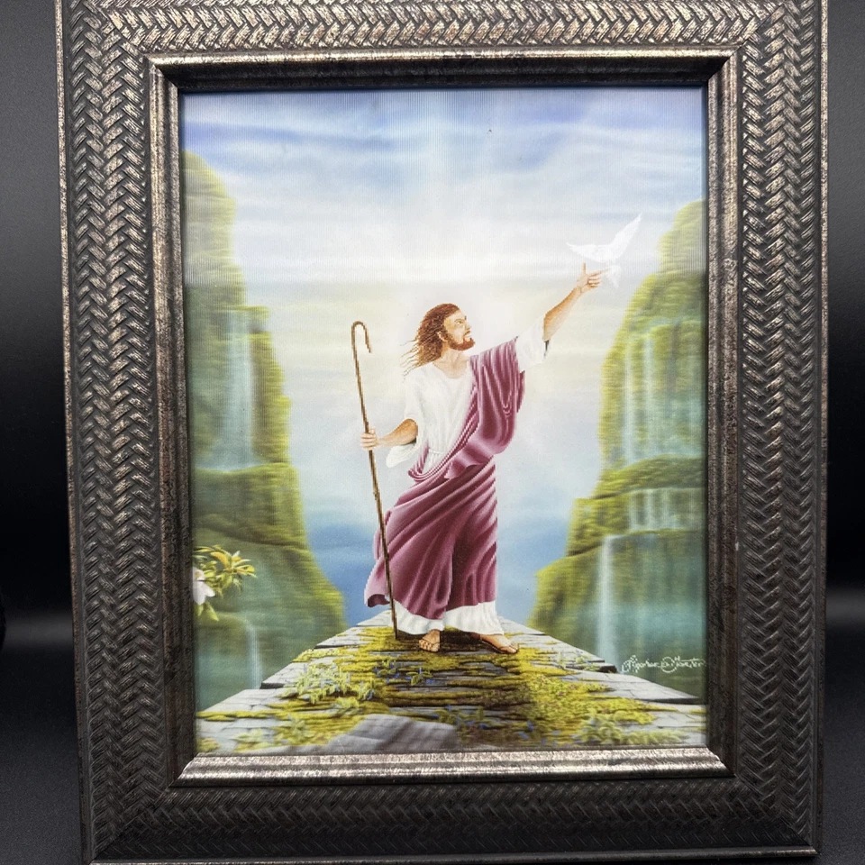 Jesús Lenticular Holográfico 3D Por Stephen O. Gunter 8x10, Marco Profesional Foto 1 de 4
