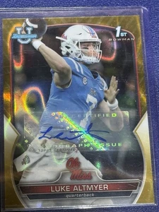 Luke Altmyer 1st Bowman Auto /50 Gold Lava #7/50 Jersey Match Illinois QB 🔥 - Picture 1 of 2