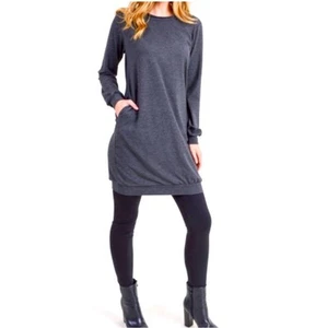 Abito maglione girocollo grigio antracite Yelete con tasche taglia media - Foto 1 di 10