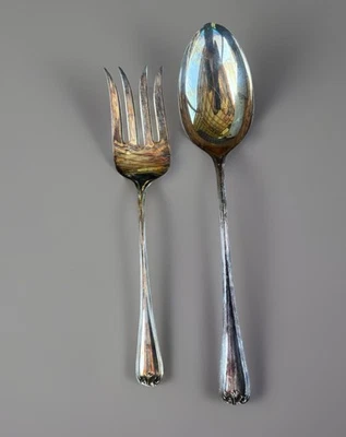 Juego de tenedor y cuchara para servir Gorham plateado cubiertos Heritage hechos en Italia Foto 1 de 4