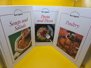 3 Cooking with Bon Appetit Cookbooks - Poultry, Soups & Salads, Pasta & Pizza - Picture 1 of 4