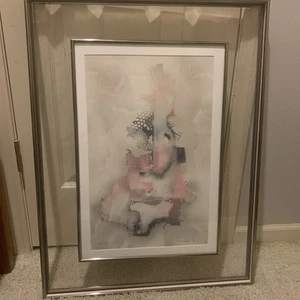 Impresión de arte abstracto postmoderno de colección de los años 80 firmada con marco plexi - Imagen 1 de 12