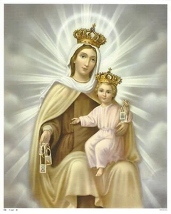 Catholic Print Our Lady of Mount Carmel & Child Jesus with Scapular 8x10" - Picture 1 of 1