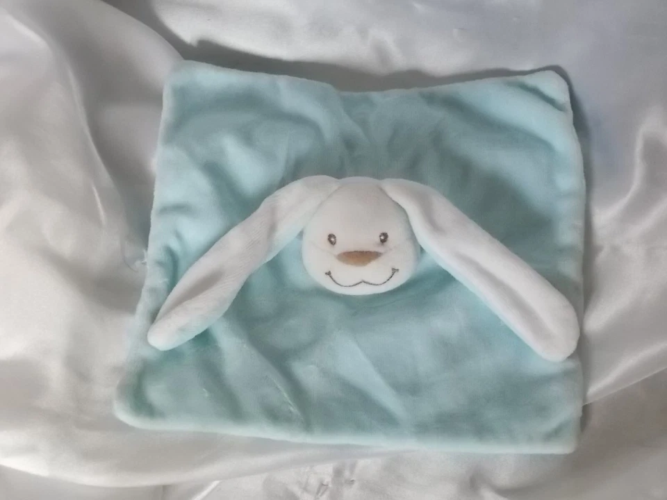 Doudou lapin bleu, plat, Kimbaloo, La Halle - Photo 1/1