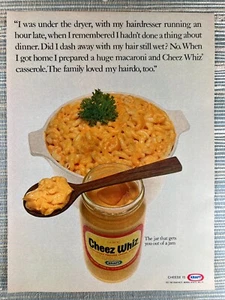 Kraft Cheez Whiz Macaroni And Cheese Spread Jar 1967 Vintage Print Ad - Picture 1 of 1