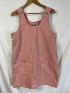 No Excuses Overalls Skirt Womens Medium Denim Jean pink vtg Carpenter - Picture 1 of 10