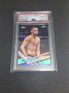 2017 TOPPS UFC Cromo NATE DIAZ #55 Argento RIFRATTORE PSA 10 GEMME NUOVO DI ZECCA - Foto 1 di 2
