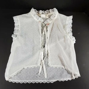 Vintage Upstairs Downstairs California Sz 5 Sheer Hi-lo Jacket Top Lace Ribbon - Picture 1 of 11