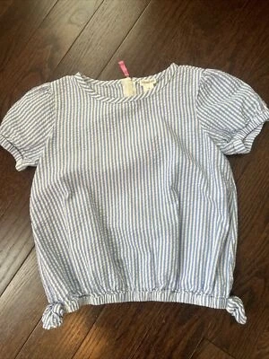 Crewcuts Girls 8 Short Sleeve Seersucker Top Blue White EUC - Image 1 of 4
