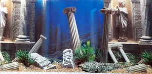 Aquarium Fotorückwand 149x48cm antike Säulen + wenig Pflanzen gebraucht - Bild 1 von 5
