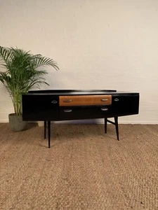 Vintage Teak & Black Polished Sideboard By Meredew - Picture 1 of 14