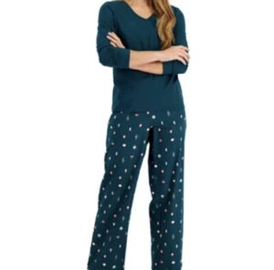 Charter Club Women's Christmas Ornament 2 piece Pajama Set Rare Emerald NWT - Picture 1 of 10