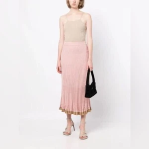 Zimmermann Wonderland Lurex Midi Skirt In Coral/Gold - Picture 1 of 12