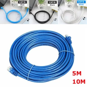 CAT6 RJ45 Ethernet Network Cable LAN Internet Data Cable Patch Lead 5m 10m New - Afbeelding 1 van 13