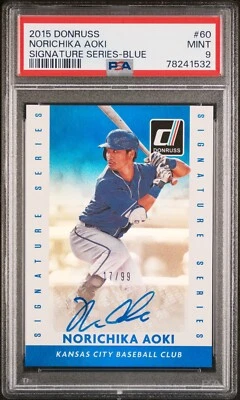 Nori Aoki - 2015 Donruss Signatures Series Blue Autograph   PSA 9  #17/99 - Image 1 of 2