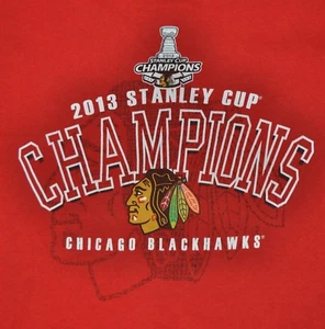 Camiseta mediana Chicago Blackhawks 2013 Stanley Cup Champions 19,5 pulgadas Pit2pit - Imagen 1 de 3