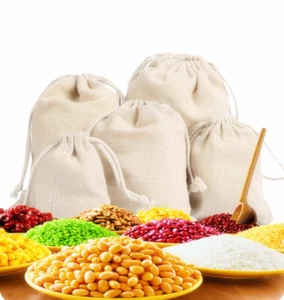 Sacchetti con coulisse in lino di cotone tinta unita/borsa a grana grossa/sacchetto per ripostiglio/lavanderia  - Foto 1 di 4