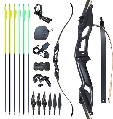 30-50LBS Archery Takedown 56'' Recurve Bow carbon Arrows Hunting Hunting - Image 1 of 4