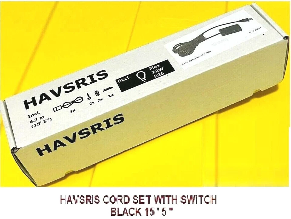IKEA Havsris Cord Set With Switch Black 15 ' 5 "