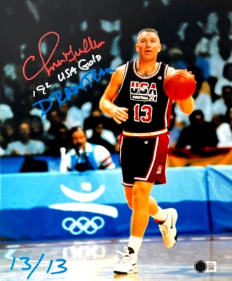 Foto firmada por Chris Mullin del Dream Team de EE. UU. 11x14 con 2 piezas LE #/13 CERTIFICADO DE AUTENTICIDAD BASE RWB Foto 1 de 4