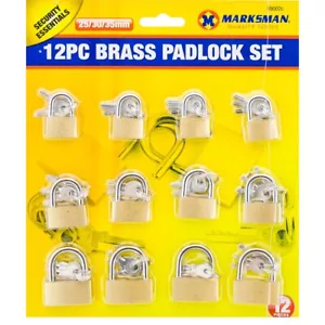 Candado de seguridad 12 piezas Marksman 20/30/35 mm latón fuerte con 3 llaves - Imagen 1 de 1