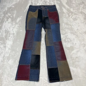 VTG Lei Jeans Girls 14 (26x26.5) Patchwork Crop Flare Y2K Festival Boho Retro - Picture 1 of 13