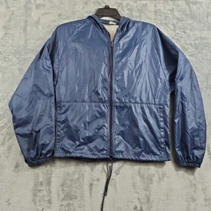 Giacca a vento vintage Russell Athletics uomo L blu full zip nylon con cappuccio - Foto 1 di 8