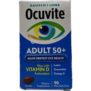 Bausch Lomb  Ocuvite 50+ Adult Eye Vitamin D 90 Mini Softgel Expiration-03/2025