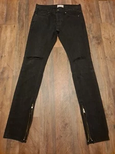 Fear Of God Forth Collection Black Skinny Zip Ripped Jeans Size 30 × 32 - Picture 1 of 7